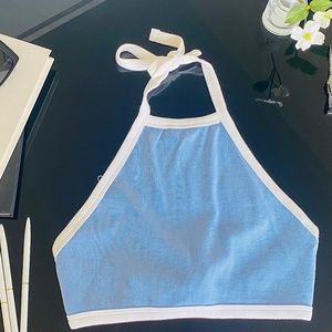 Blue and White Halter Top